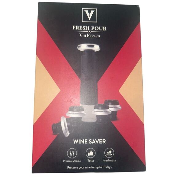 Fresh Pour x Vin Fresco - Wine Saver Pump and Preserver with 4 Stoppers - Picture 1 of 2